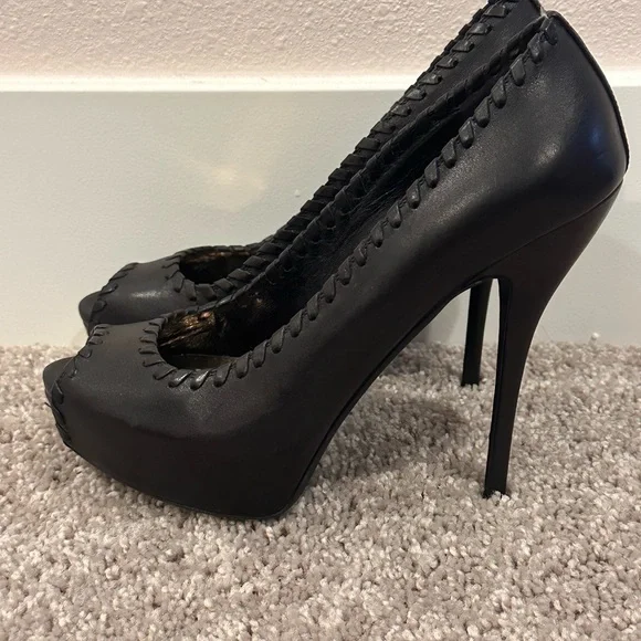 Gucci Black Peep Toe Heels - Picture 3 of 11